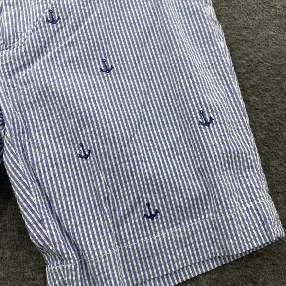 Polo Ralph Lauren Blue Striped Seersucker Anchor Shorts 30 EUC Golf Embroidered - Picture 2 of 12